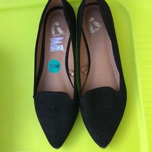 Brand New black flats with gold line